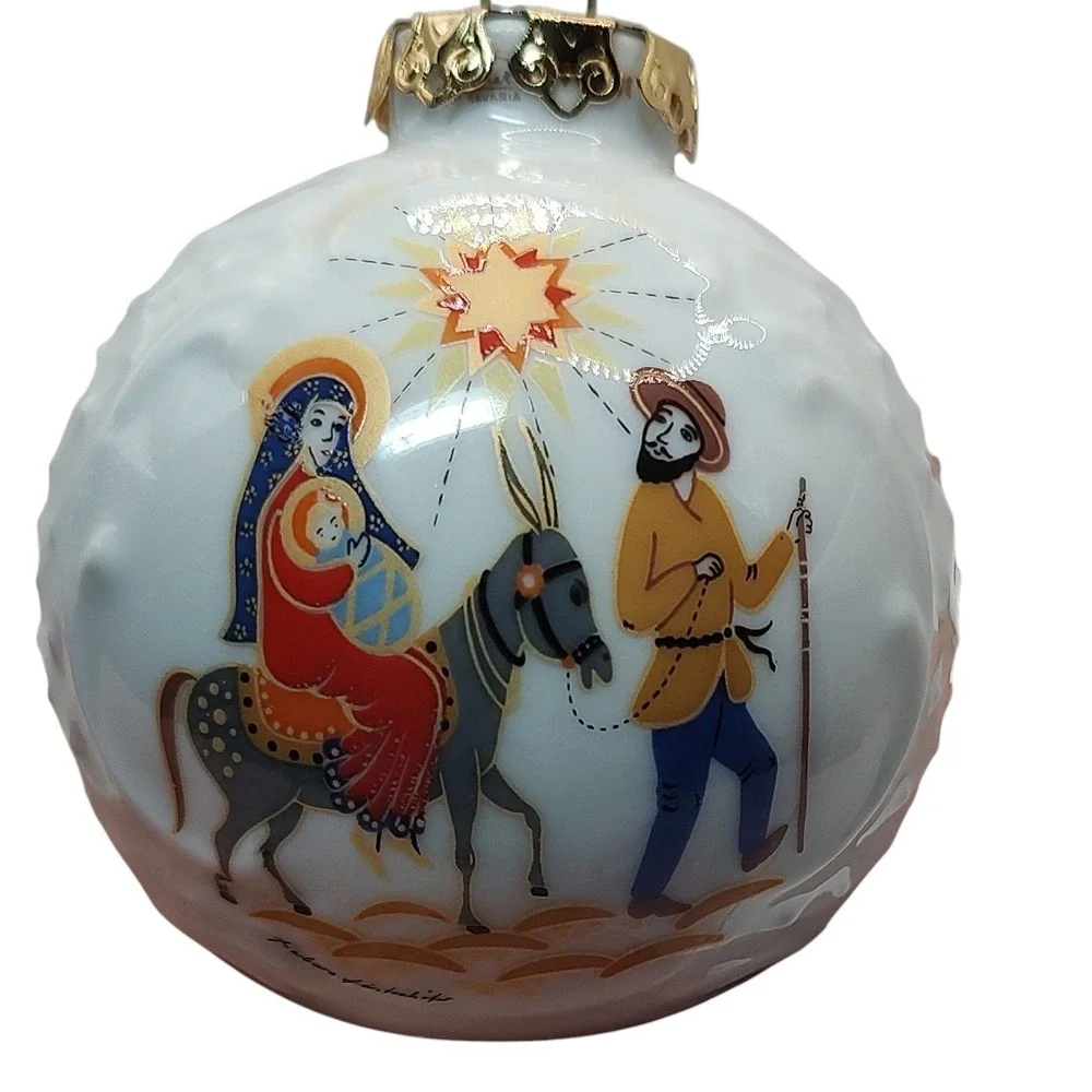 Vintage Lindner Nativity Ornaments Hand Painted Porcelain Bavaria Set of Two‎ - Picture 3 of 15